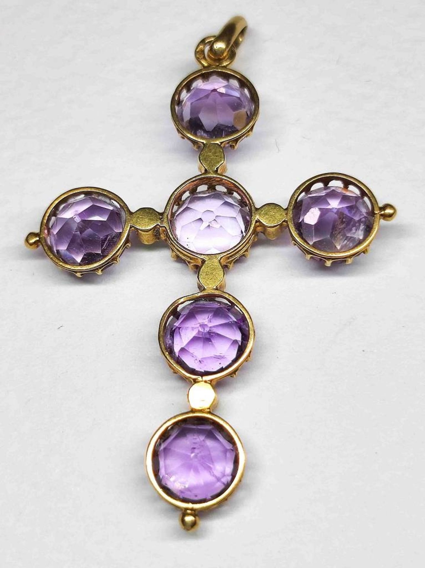 Antikes Gold Kreuz Amethyst - Bild 2 aus 3