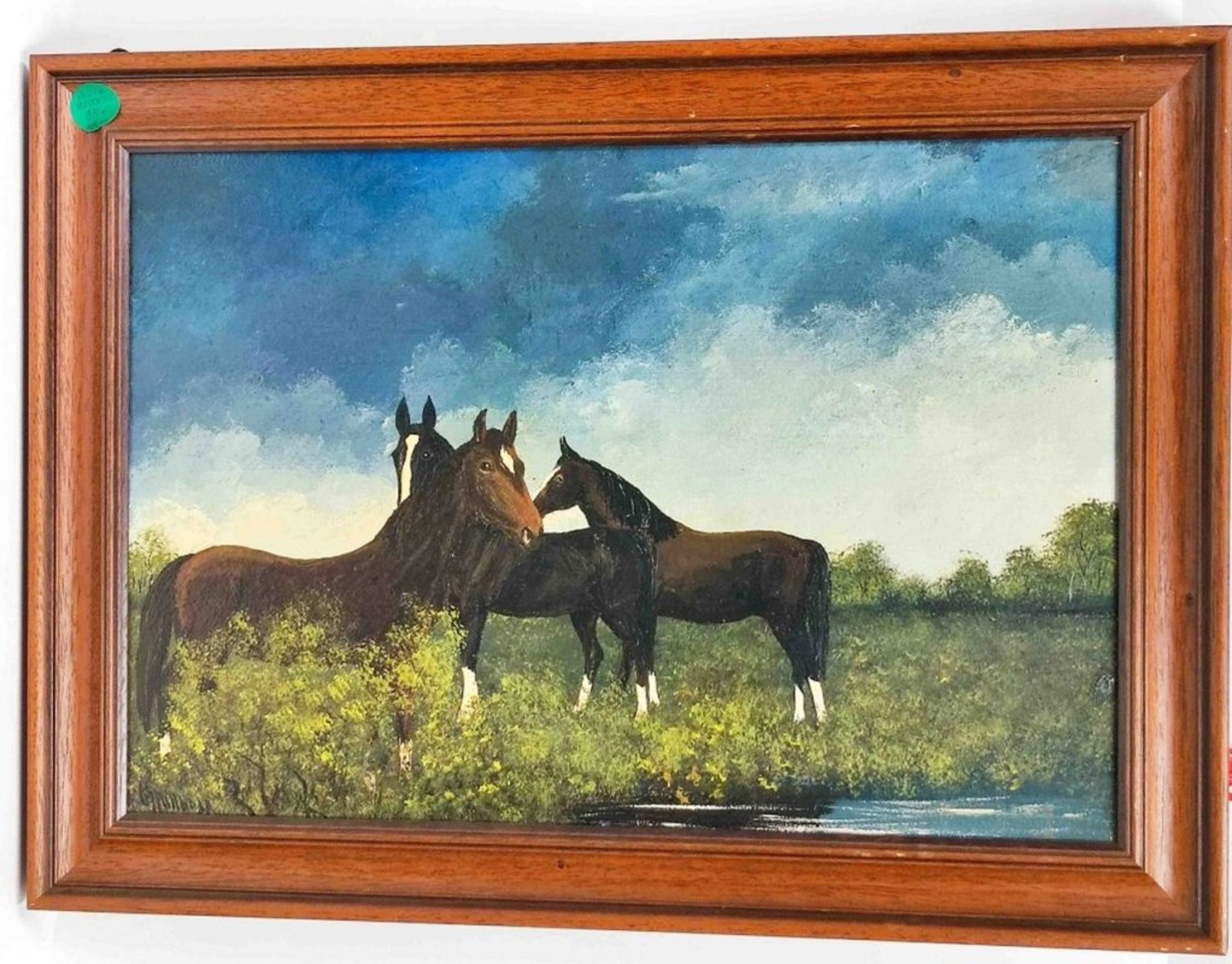 unbek. Künstler Ölbild Pferde
