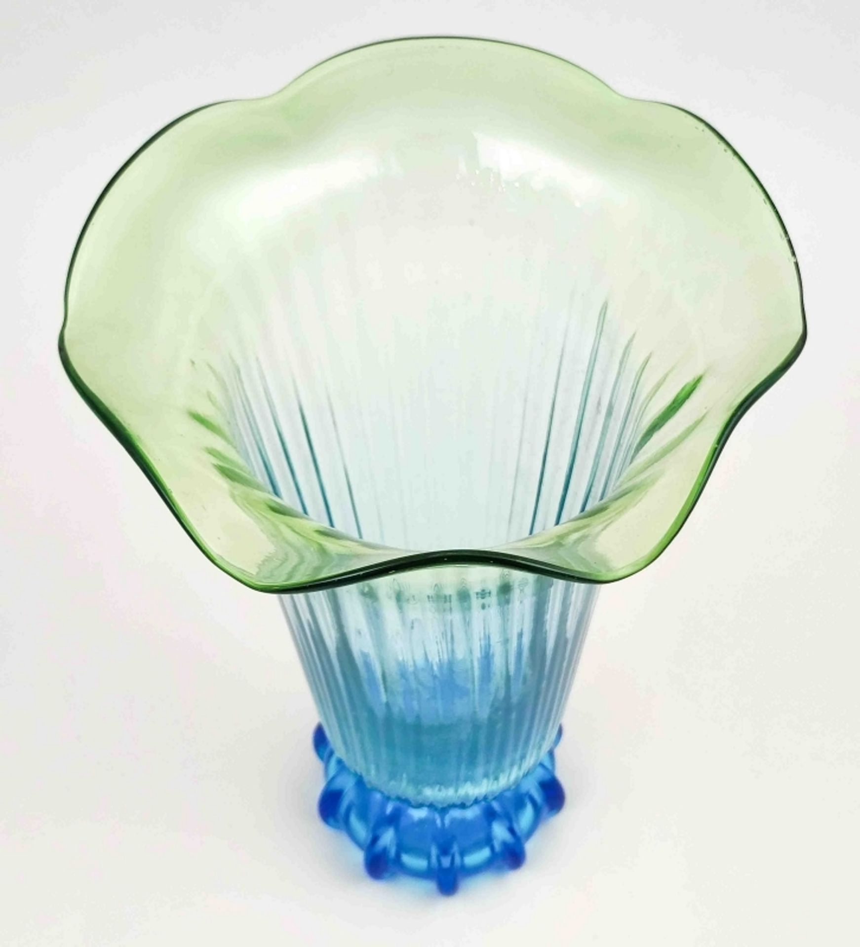 Große Jugendstil Glas Vase blau gelb - Image 3 of 3