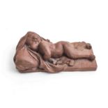 Antike Keramikfigur Motiv "Schlafendes Kind"