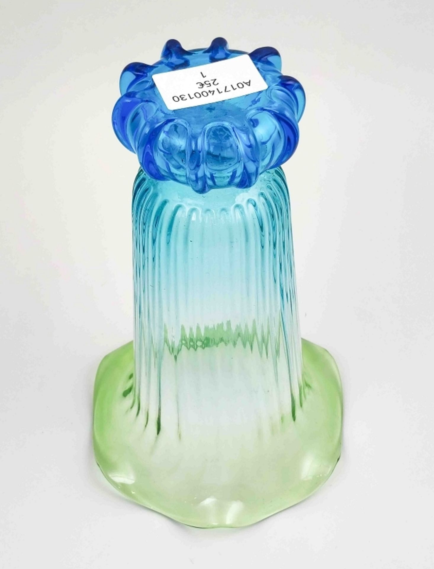 Große Jugendstil Glas Vase blau gelb - Image 2 of 3