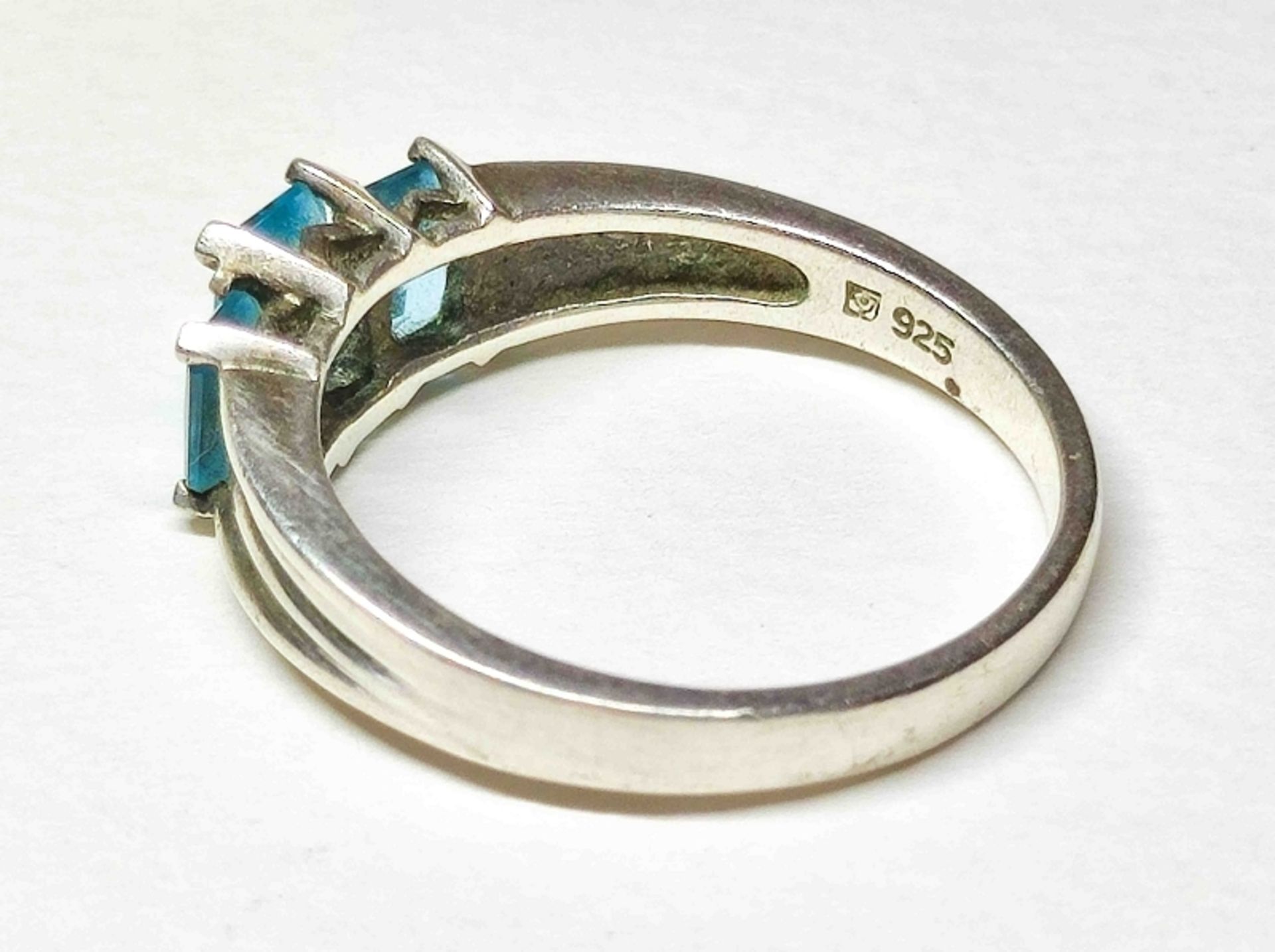 XL 925er Silber Ring + Blautopas - Image 2 of 2