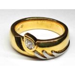 750 18K GG WG Gold Ring Brillanten