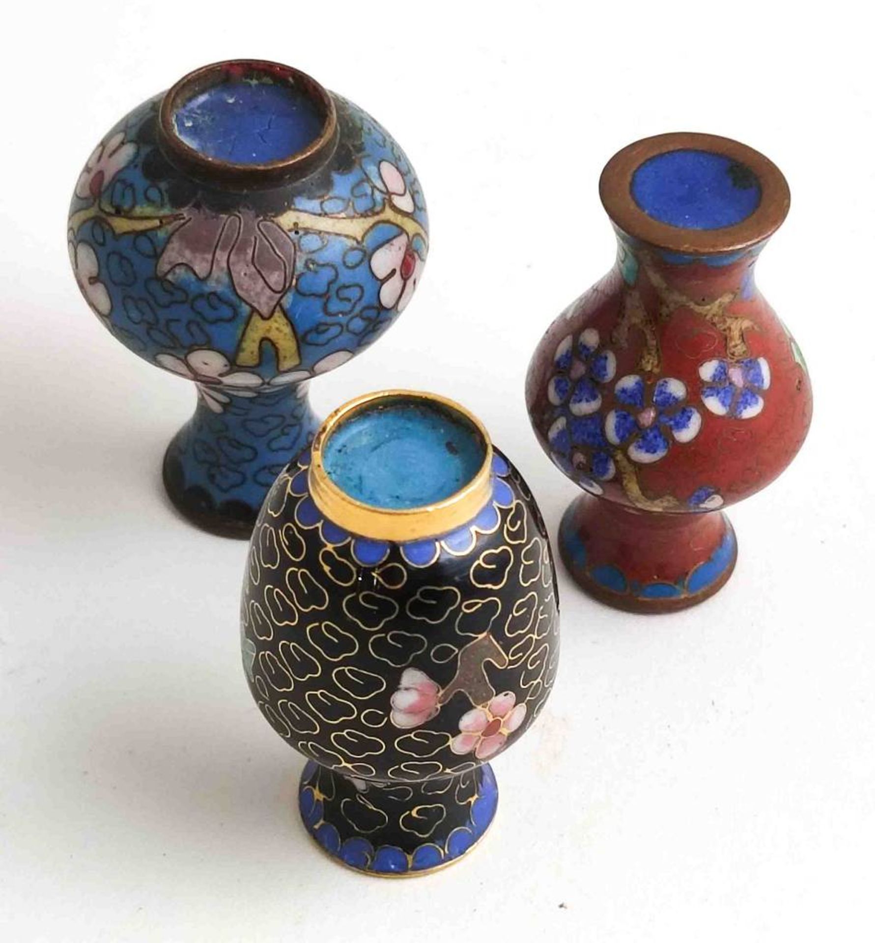 3 Stk. Cloisonné Vasen - Image 2 of 3