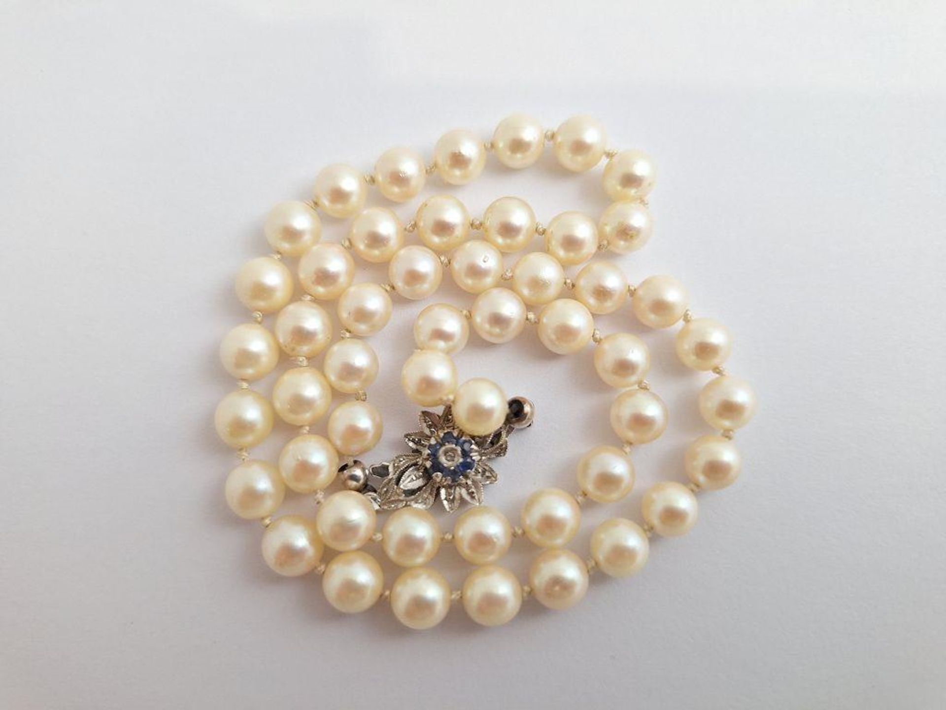 Vintage Perlenkette 585 WG Diamantschloss