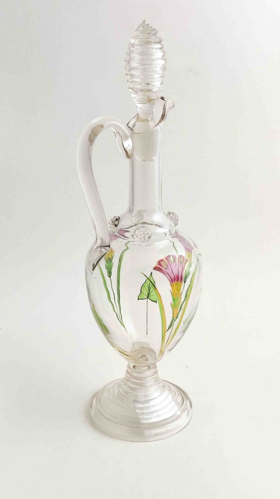 Antike Jugendstil Glas Karaffe - Bild 2 aus 3