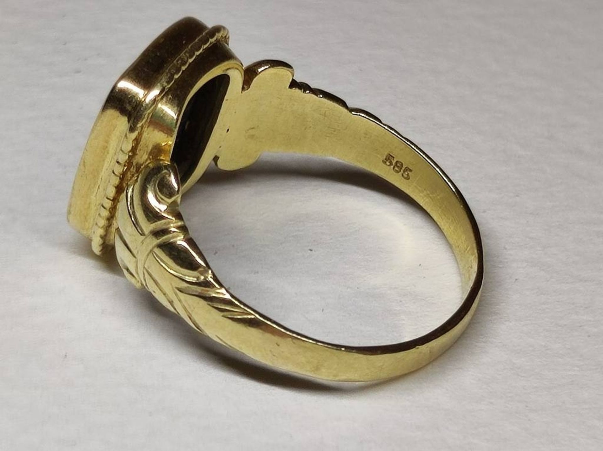 Antiker 585 GG 14K Gold Ring Lapis - Bild 2 aus 2