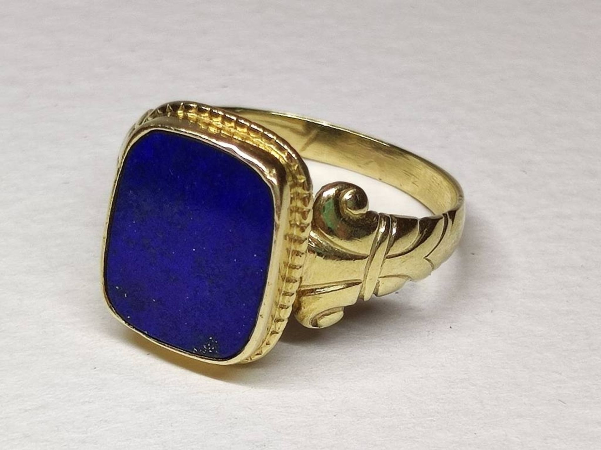 Antiker 585 GG 14K Gold Ring Lapis