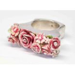 Unikat Emaille Rosen Ring