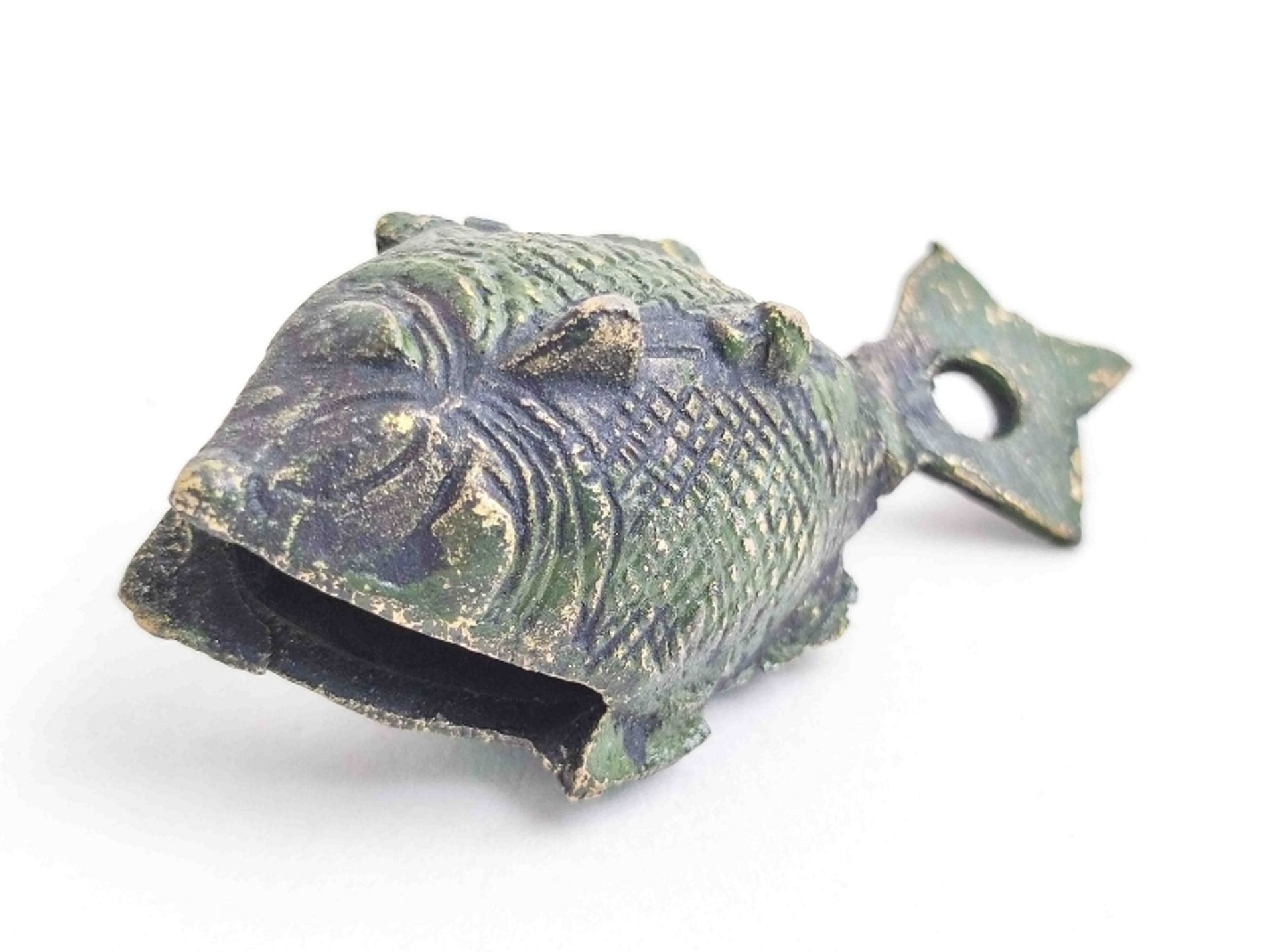 Antike Bronze Glocke Fisch