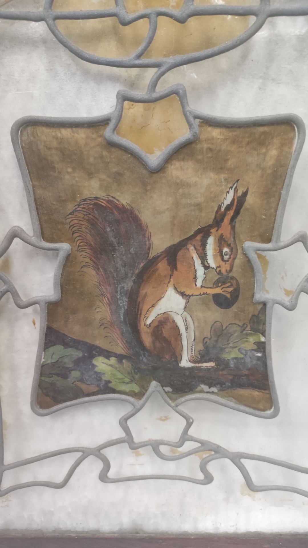 Historisches Glasbild Eichhörnchen