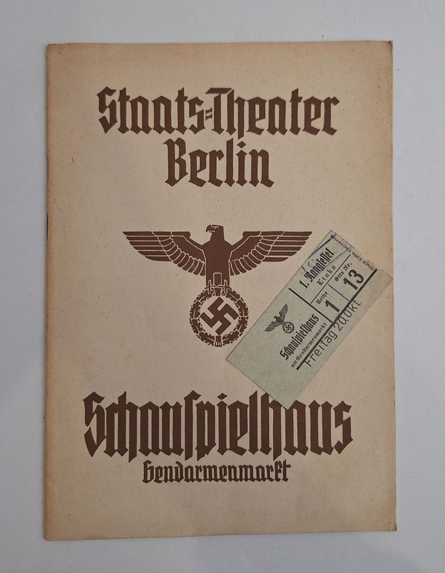 WKII Programmheft + orig. Eintrittskarte Staatstheater Berlin 1939