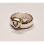 925 Silber Ring Blautopas