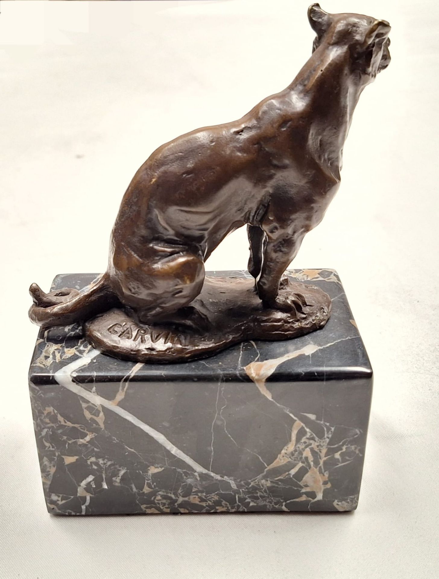 Bronze Puma auf Marmorsockel - Bild 3 aus 5