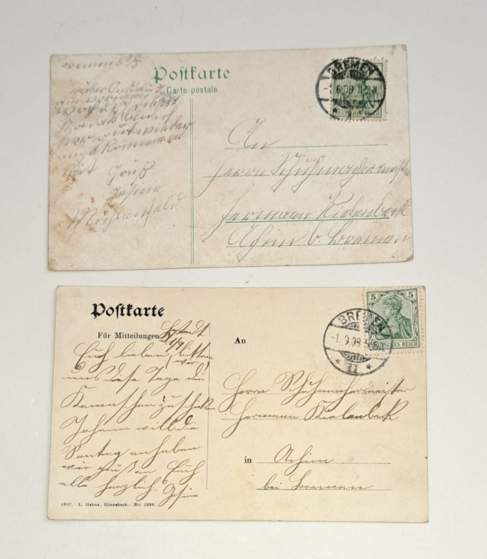 2x antike Bremer Post Karten um 1900 - Image 2 of 3