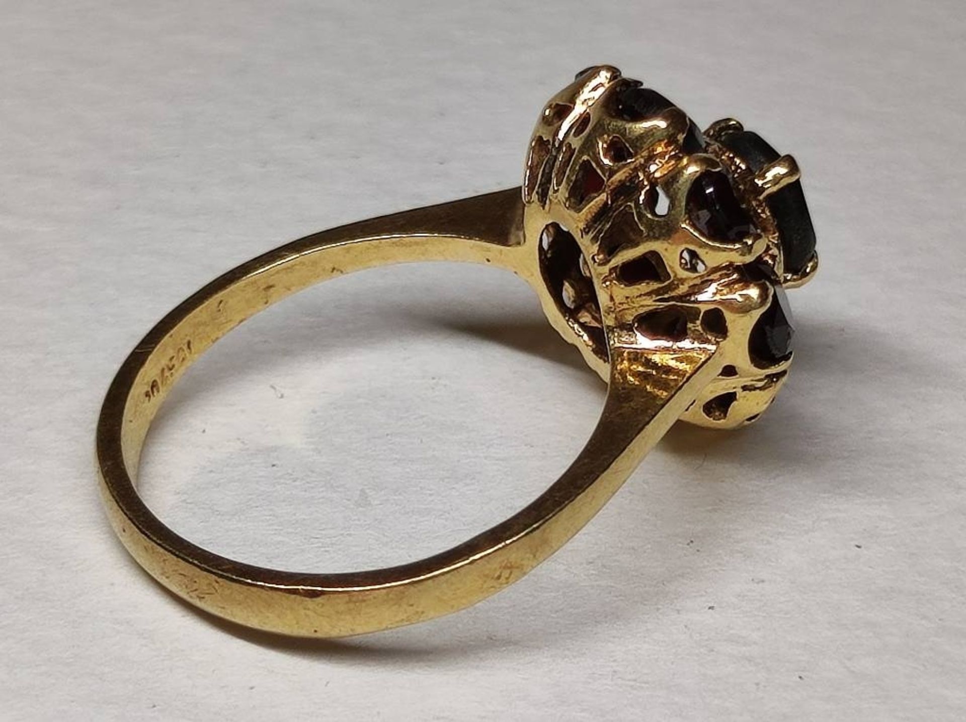 750er 18k GG Gold Ring + Granat - Image 2 of 2