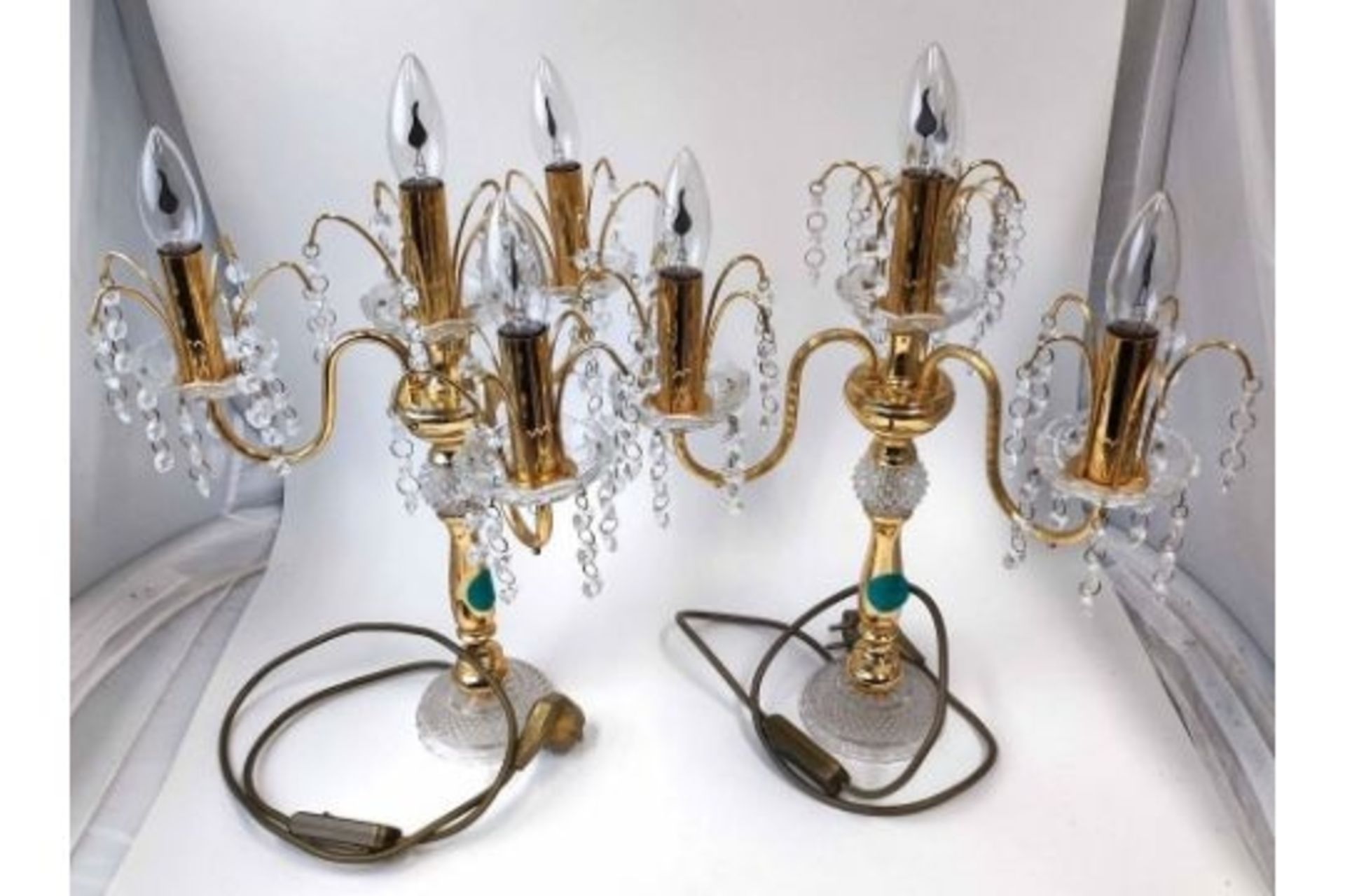 Paar Tischlampen Kristallglas