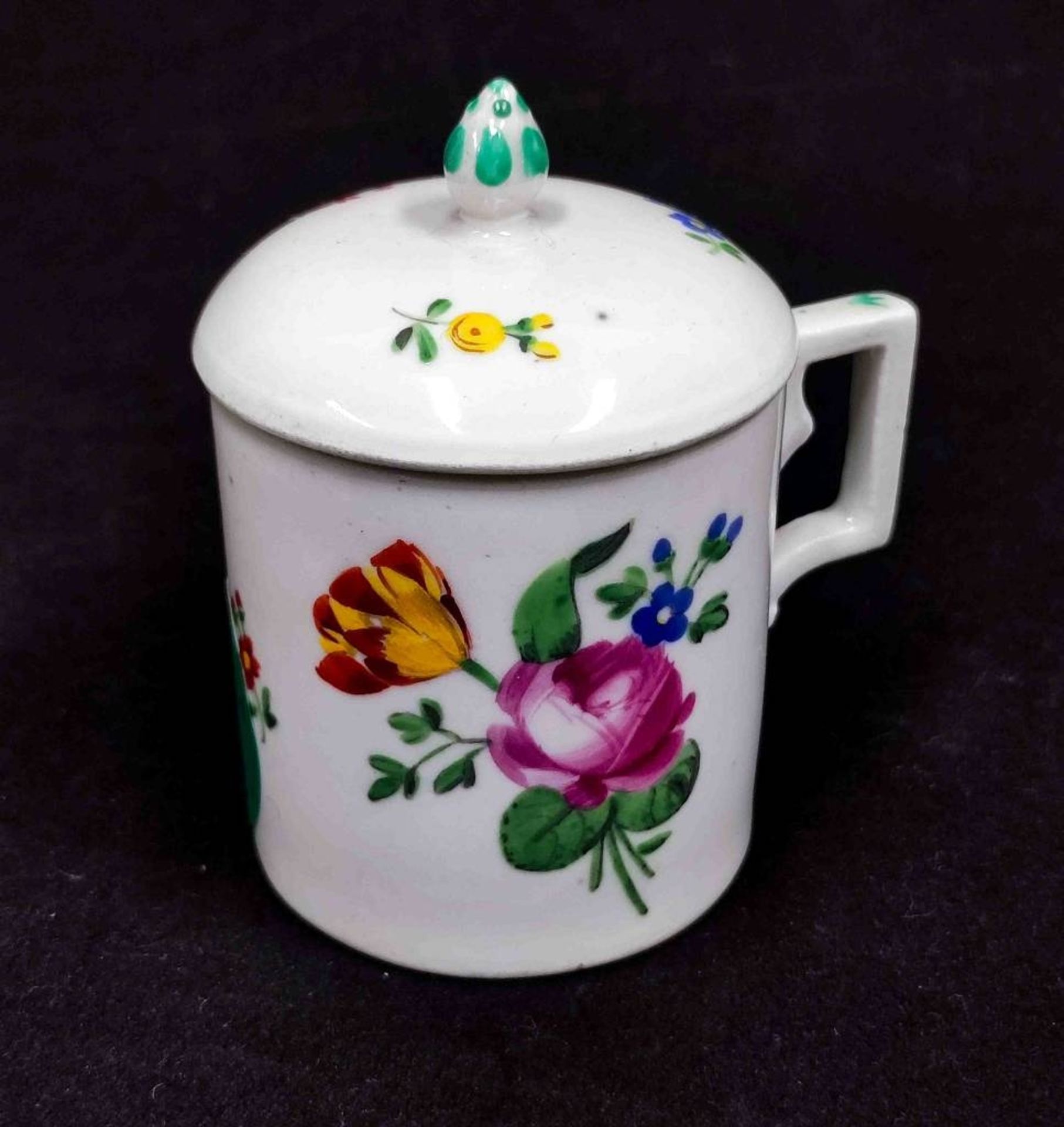 Antike Hoechst Tasse mit Deckel