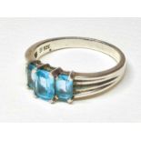 XL 925er Silber Ring + Blautopas