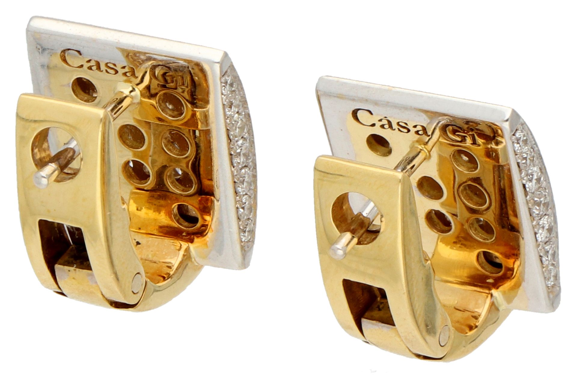 18K Bicolour Casa GI ear studs set with approx. 1.10 ct diamond. - Image 2 of 4