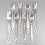 8-piece set of dinner forks, model Royal Danish at Codan S.A. (Mexico), silver.

