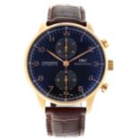 No Reserve - IWC Portuguese Chronograph 18K. 3714 - Men's watch.