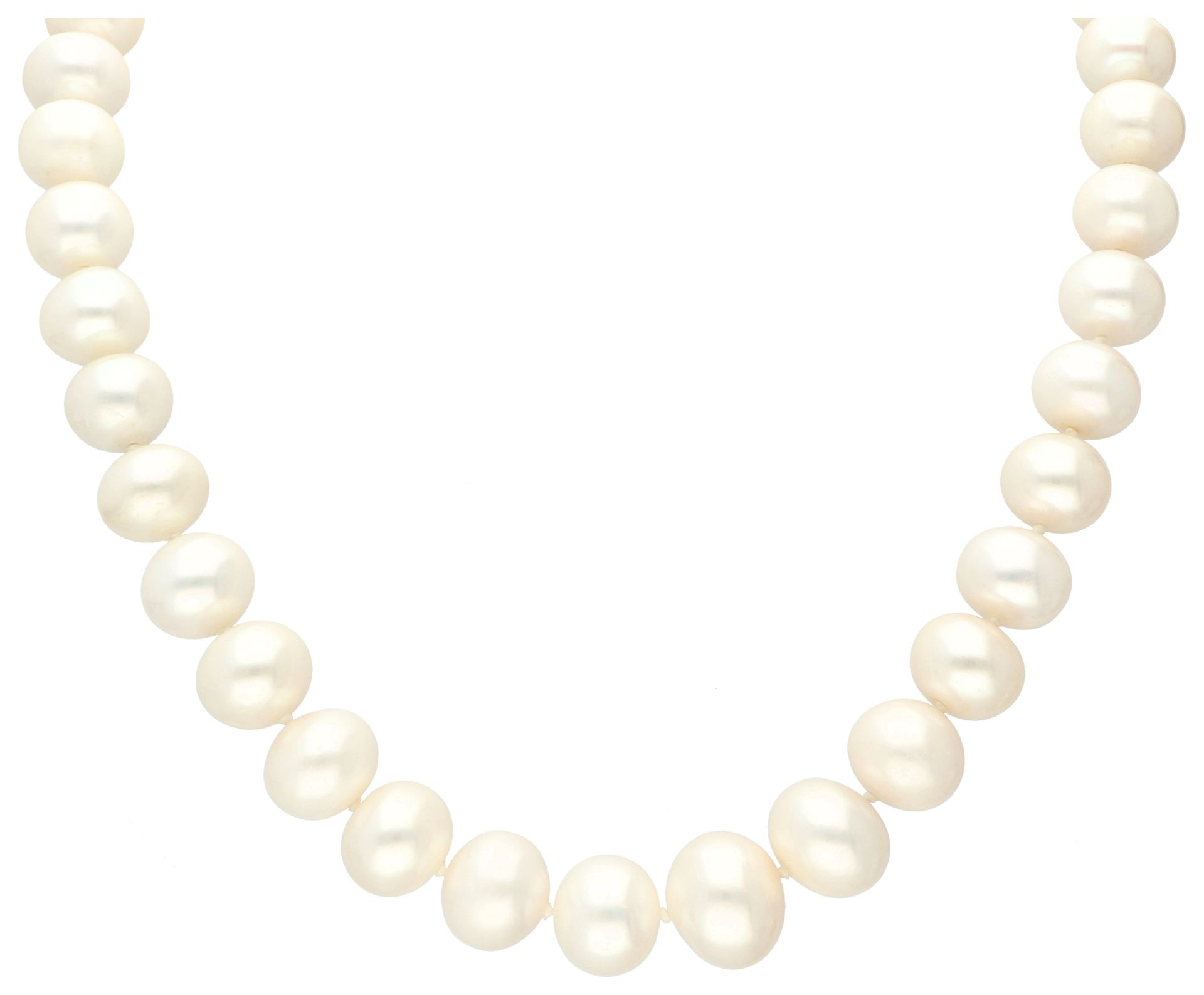 Cultivated pearl necklace with 14K yellow gold ball clasp. - Image 3 of 3