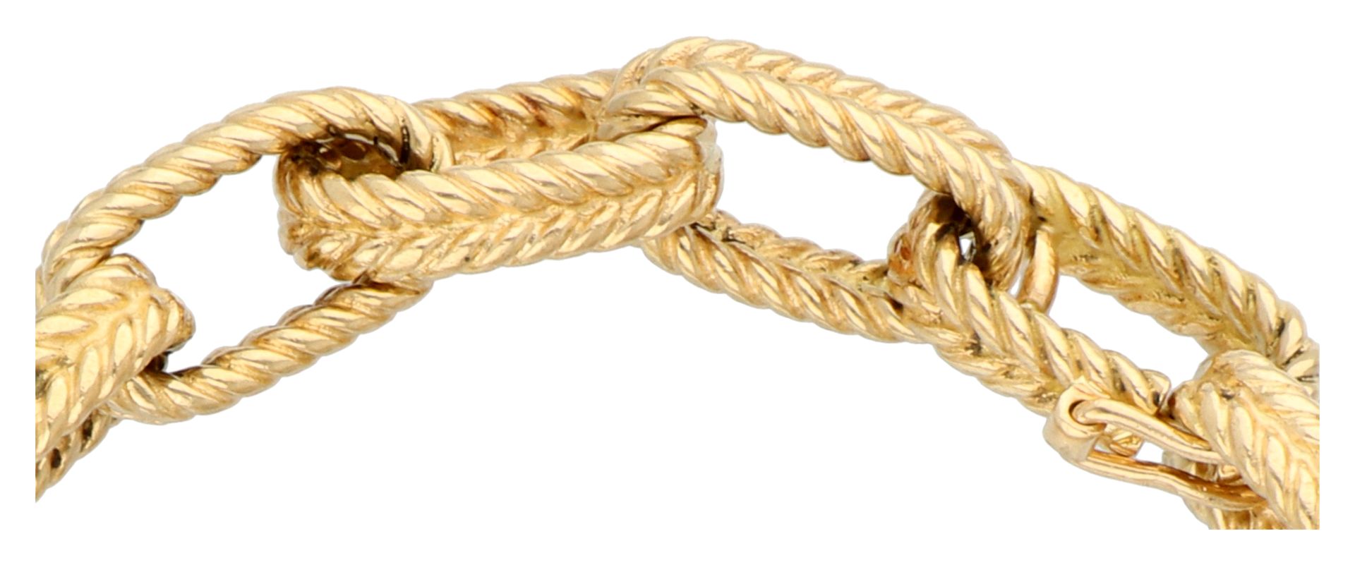 18K Yellow gold anchor link bracelet with braided details. - Image 3 of 3