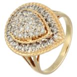 14K Yellow gold teardrop design ring set with approx. 0.45 ct. diamond.