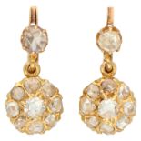 14K Yellow gold dormeuse earrings set with rose cut diamonds.
