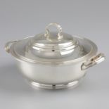 Covered serving dish silver.