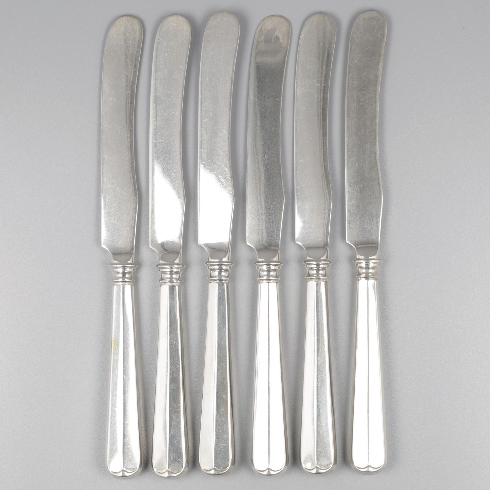 6-piece set of fruit knives "Haags Lofje" silver.