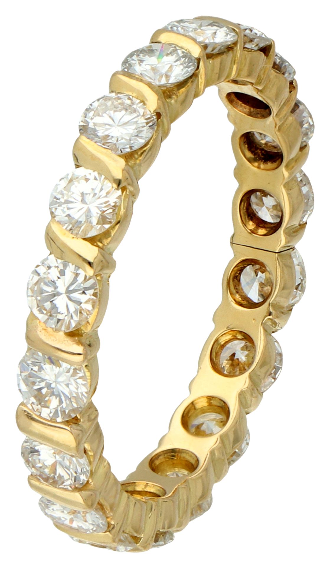 French 18K Yellow gold alliance ring set with approx. 2.26 ct diamond.