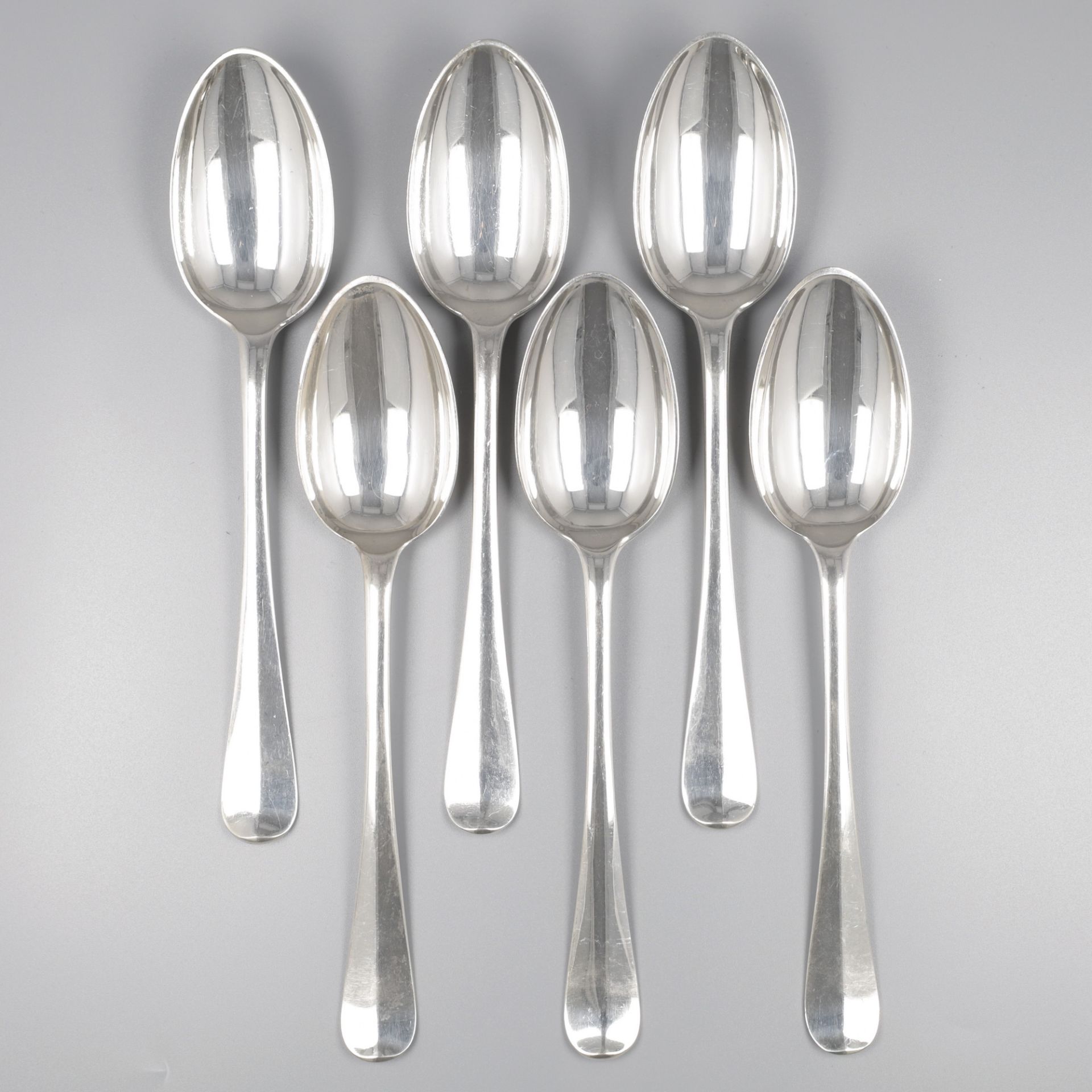 6-piece set of dinner spoons "Haags Lofje" silver.
