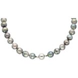 Tahiti pearl necklace with 18K white gold ball clasp.