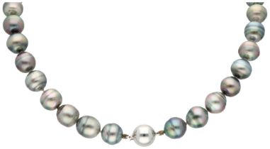 Tahiti pearl necklace with 18K white gold ball clasp.