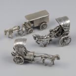 3-piece lot of miniature carriages silver.