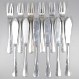 12-piece fish cutlery "Haags Lofje" silver.