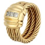 18K Yellow gold cable ring set with approx. 0.24 ct. princess cut diamond.