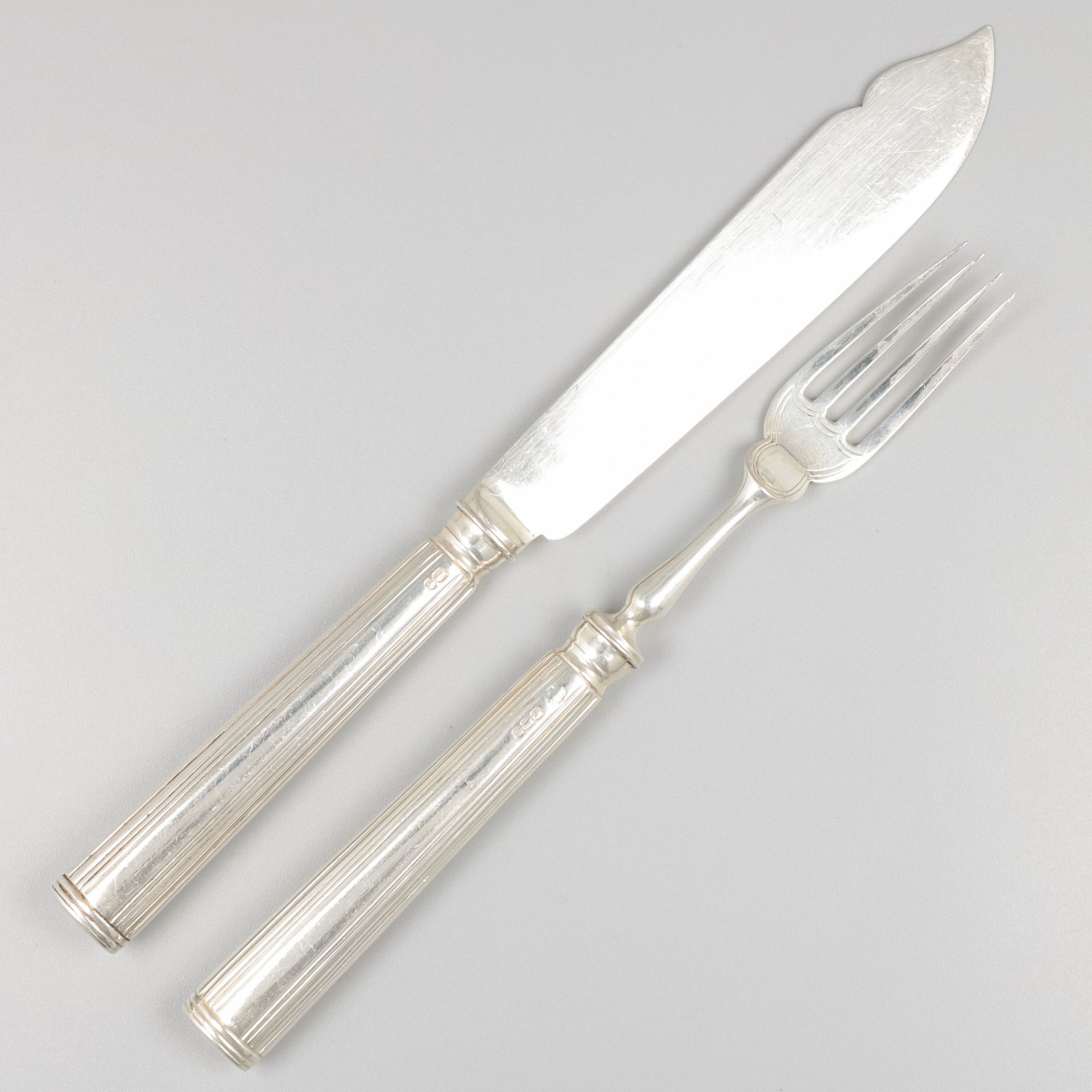 24-piece set fish cutlery, silver. - Image 6 of 12
