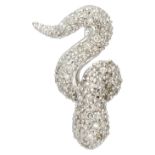 14K White gold snake pendant set with diamond.