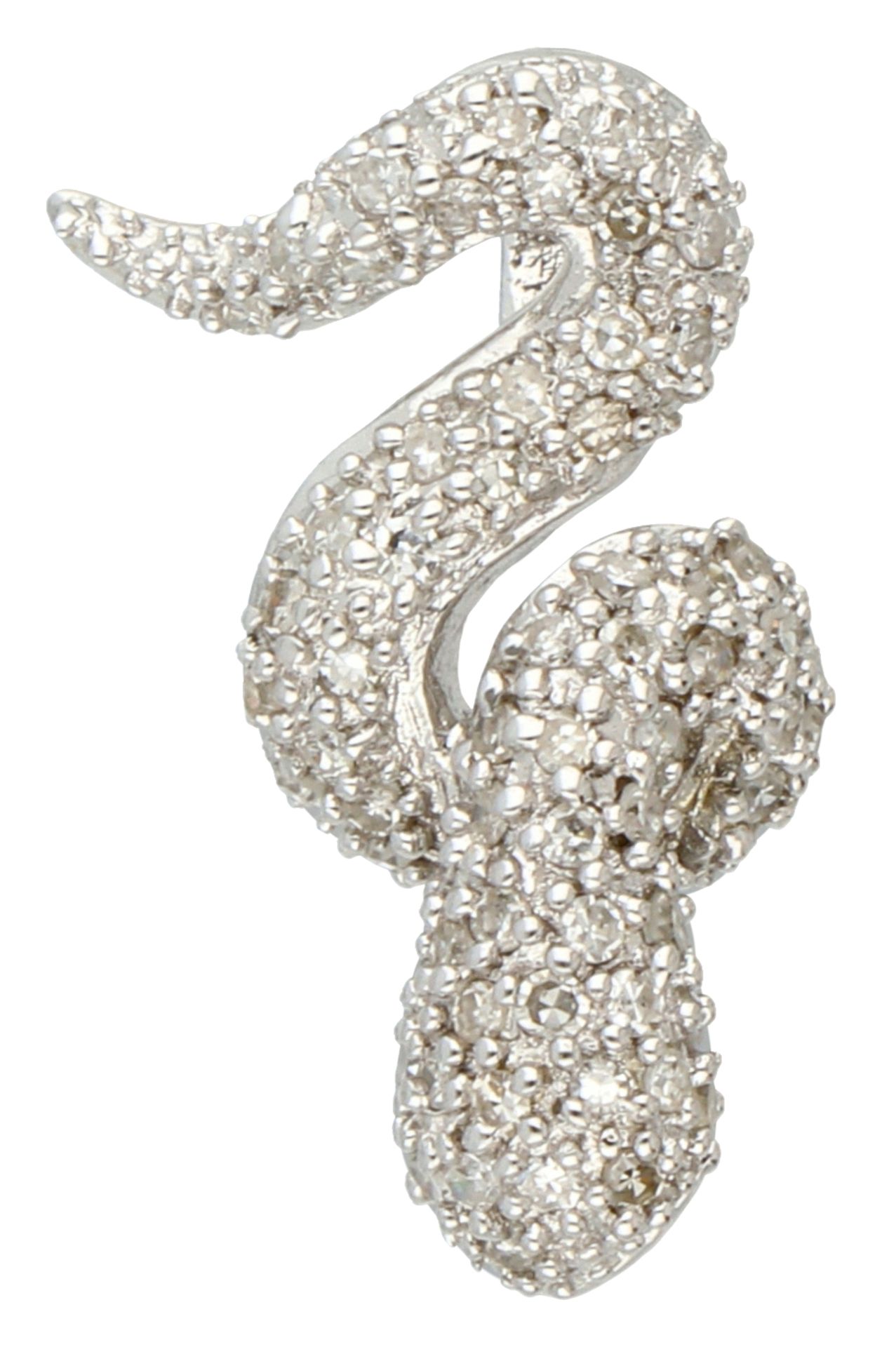 14K White gold snake pendant set with diamond.