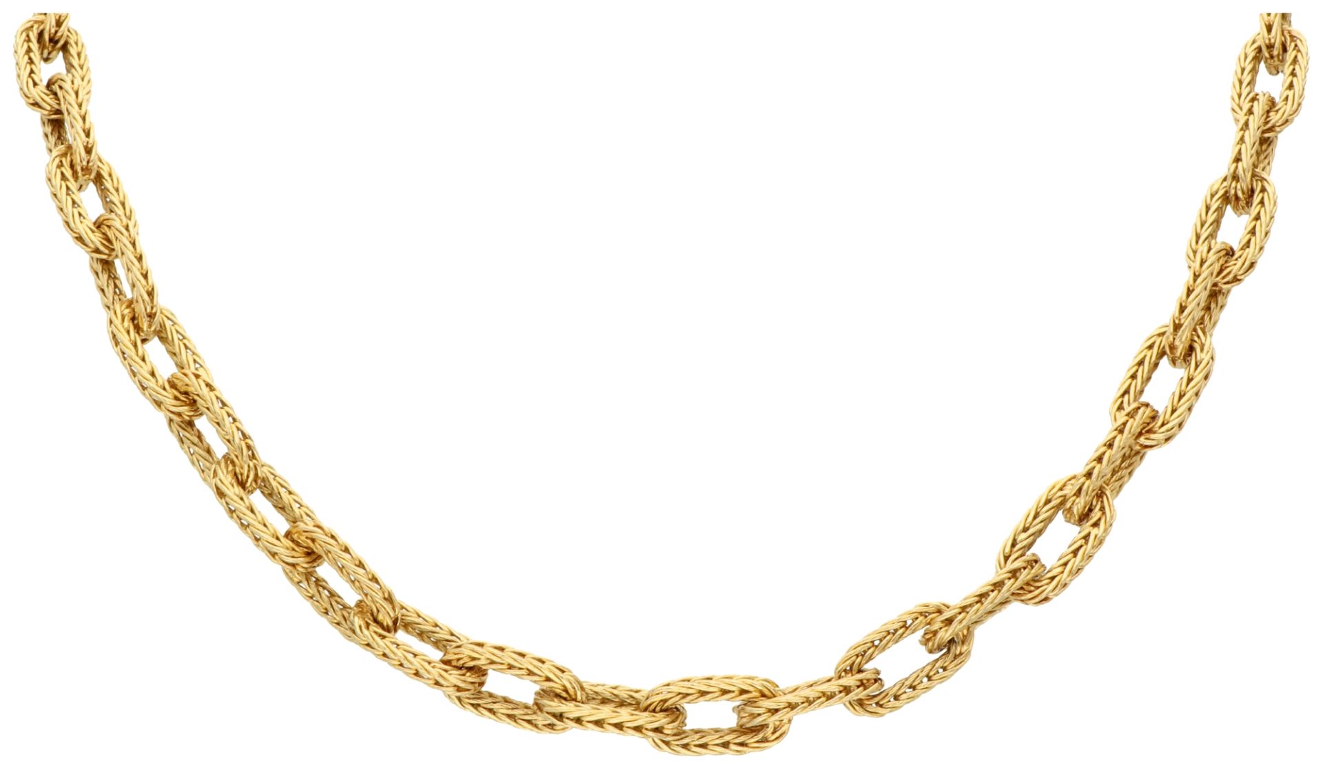 18K Yellow gold braided link necklace.