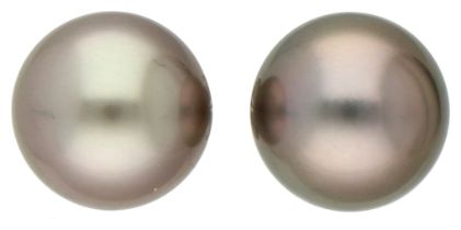 Schoeffel Tahiti pearl 18K white gold stud earrings.