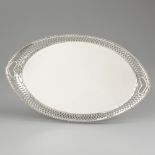 Silver serving tray.