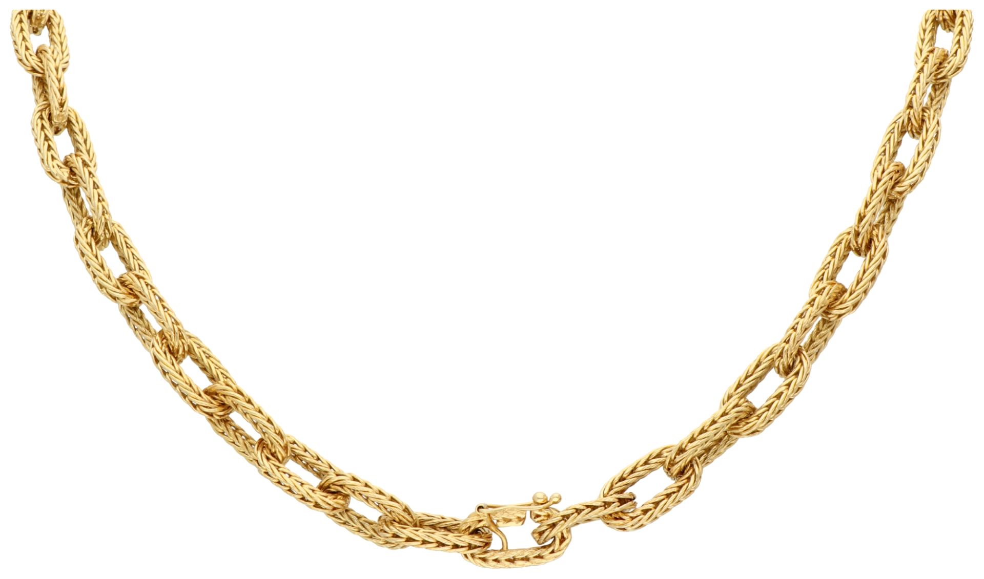 18K Yellow gold braided link necklace. - Image 2 of 2