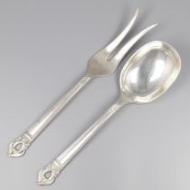 Meat fork and ladle, model Royal Danish at Codan S.A. (Mexico), silver.