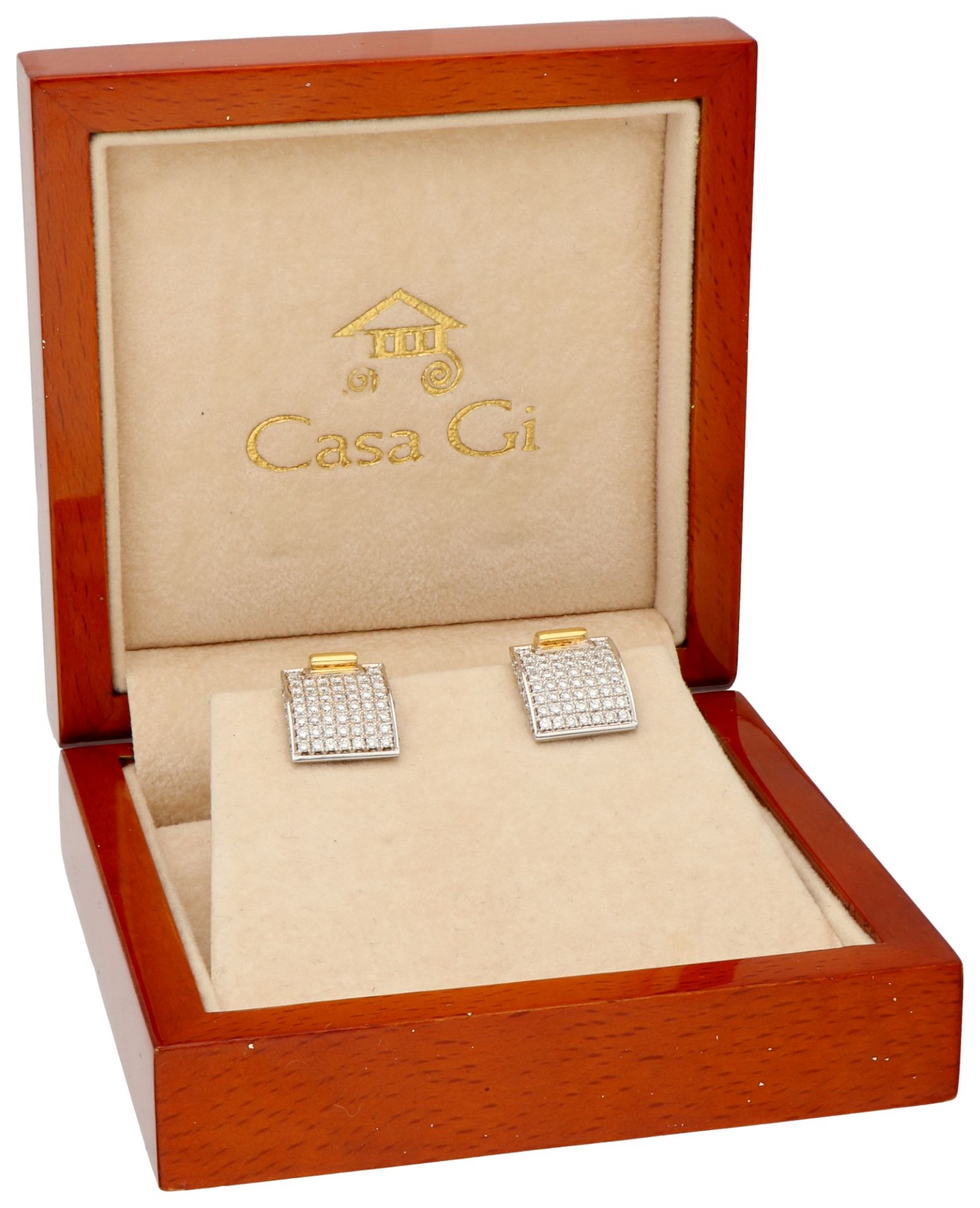 18K Bicolour Casa GI ear studs set with approx. 1.10 ct diamond. - Image 3 of 4
