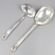 Gravy ladle and ladle, model Royal Danish at Codan S.A. (Mexico), silver.