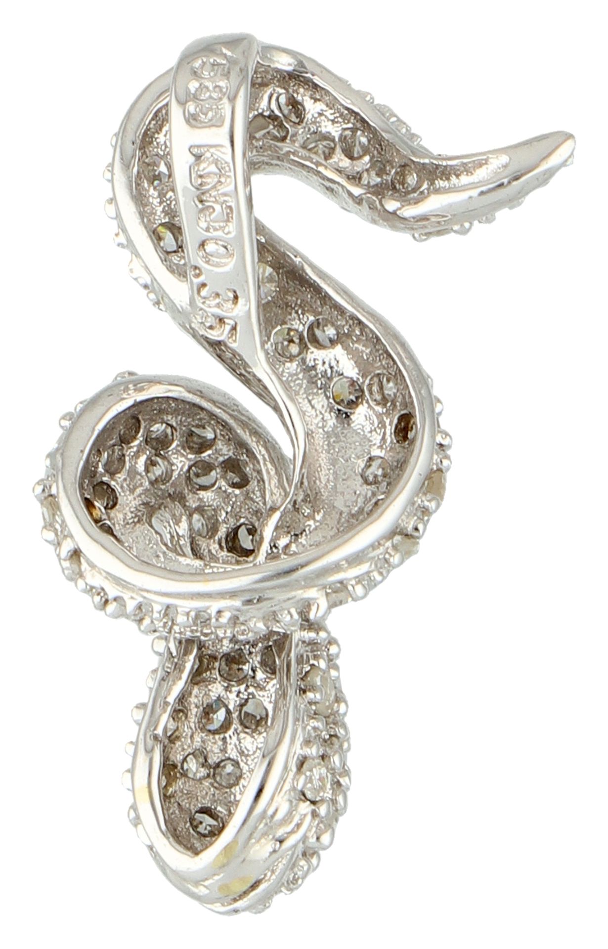 14K White gold snake pendant set with diamond. - Image 2 of 3